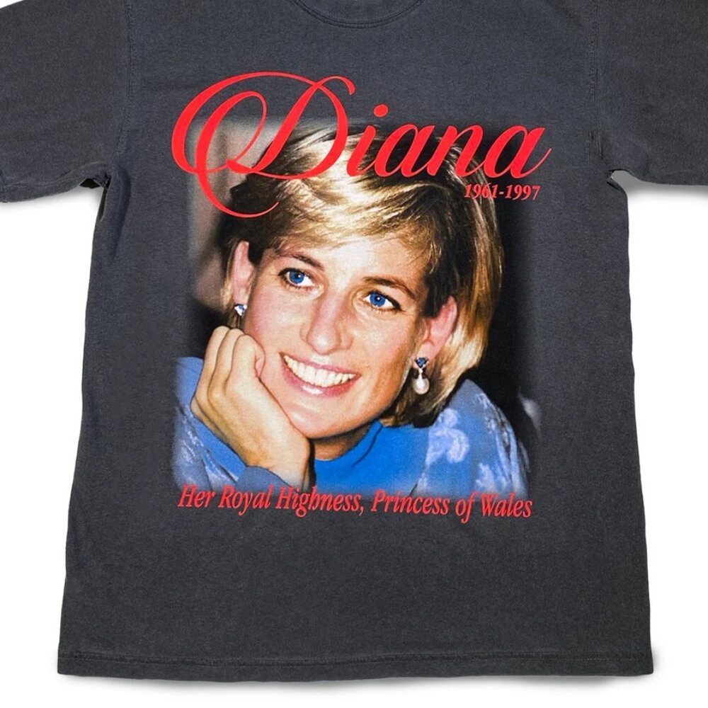 Black Princess Diana Graphic Short Sleeve Tee-NEW